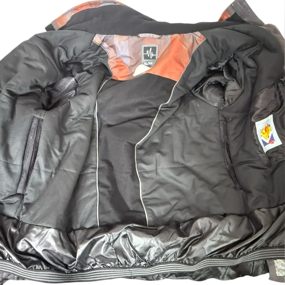 Pulse Orange Gray Mens Medium Lined Heavy Coat Multiple Pockets Insulated Hooded